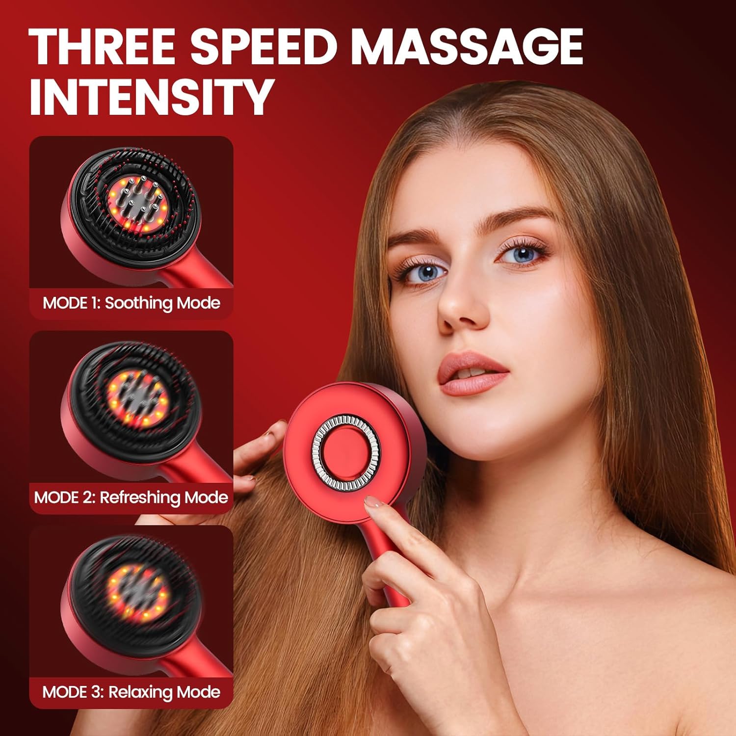 Scalp Massaging Brush – 3-in-1 Electric | Waterproof | Red Light Therapy