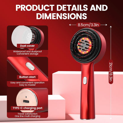 Scalp Massaging Brush – 3-in-1 Electric | Waterproof | Red Light Therapy