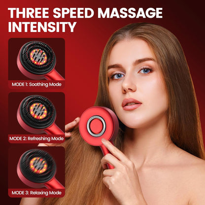 Scalp Massaging Brush – 3-in-1 Electric | Waterproof | Red Light Therapy